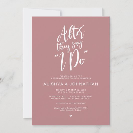 Invitation Post Mariage Brunch, Fête du chalet rustique (Devant)