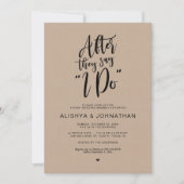 Invitation Post Mariage Brunch, Kraft Brown, Script noir (Devant)