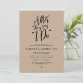 Invitation Post Mariage Brunch, Kraft Brown, Script noir (Debout devant)
