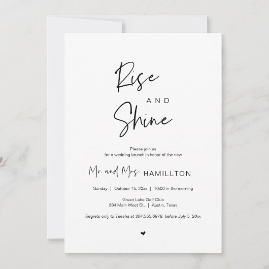 Invitation Post mariage Brunch, Lever et Shine (Devant)