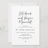 Invitation Post mariage Brunch, Mange, bois et marié (Devant)