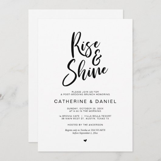 Invitation Post mariage Brunch, Rise and Shine (Devant / Derrière)