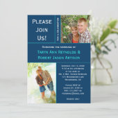 Invitation Poste photo Turquoise bleu marine (Debout devant)