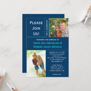 Invitation Poste photo Turquoise bleu marine