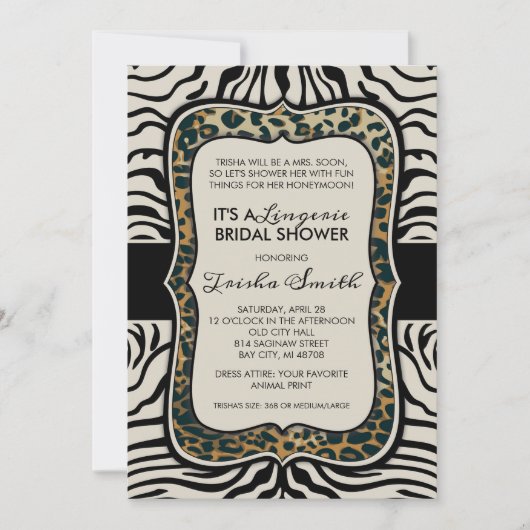 Invitation Poster de animal à la douche nuptiale (Devant)