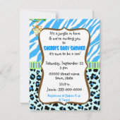 Invitation poster de animal bleu baby shower (Dos)