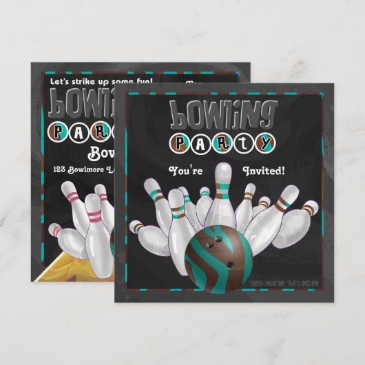 Invitation Poster de animal Bowling (Devant / Derrière)