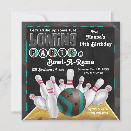 Invitation Poster de animal Bowling (Dos)