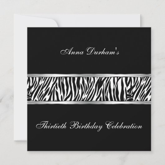 Invitation Poster de animal classique [Zebra Black (Devant)