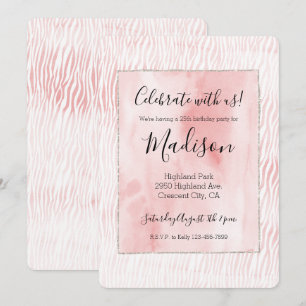 Invitation Poster de animal d'aquarelle rose