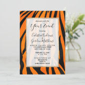 Invitation Poster de animal de bandes de tigres noirs orange  (Debout devant)