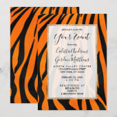 Invitation Poster de animal de bandes de tigres noirs orange  (Devant / Derrière)