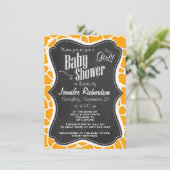 Invitation Poster de animal de girafe orange ambre ; tableau (Debout devant)