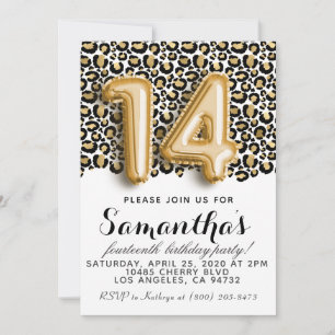 Invitation Poster de animal de Leopard 14e anniver