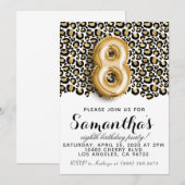 Invitation Poster de animal de Leopard 8e annivers (Devant / Derrière)