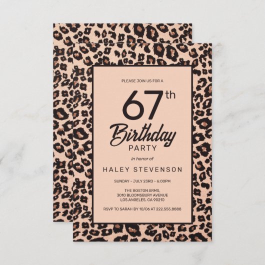 Invitation Poster de animal de Leopard élégant tendance 67e a (Devant / Derrière)