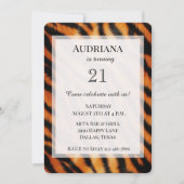 Invitation Poster de animal de tigre orange noir (Devant)