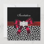 Invitation Poster de animal d'invitation Black Red White Jewe (Devant)