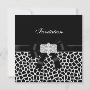 Invitation Poster de animal d'invitation Black White Jewel Bo