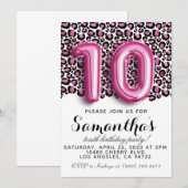 Invitation Poster de animal du léopard 10e anniver (Devant / Derrière)