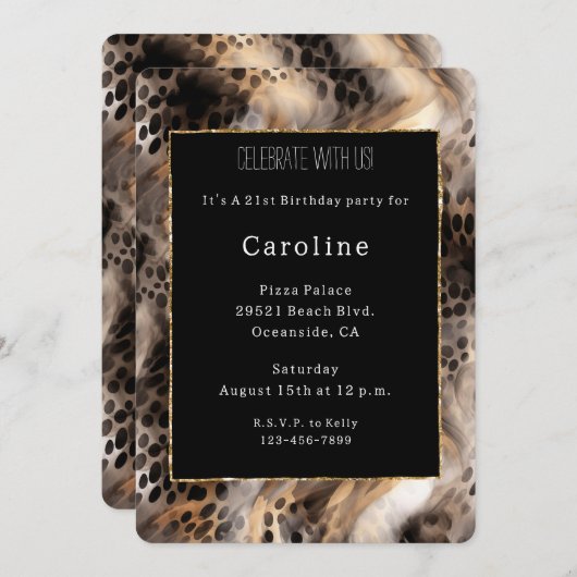 Invitation Poster de animal Leopard Bow (Devant / Derrière)