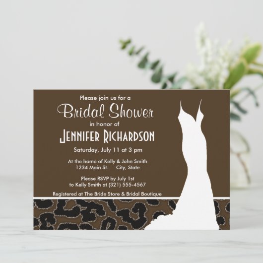 Invitation Poster de animal Léopard Brown foncé ; Personnalis (Debout devant)