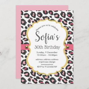 Invitation Poster de animal Leopard fille anniversaire