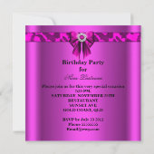 Invitation Poster de animal Leopard Hot Pink Bow Diamonds (Dos)