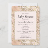 Invitation Poster de animal Léopard Or Rose rose     (Devant)