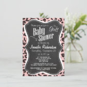 Invitation Poster de animal léopard rose bébé; tableau de bor (Debout devant)