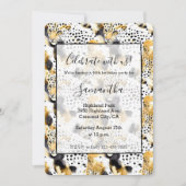 Invitation Poster de animal Léopards d'or jaune noir (Devant)