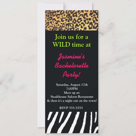 Invitation Poster de animal mixte Cheetah Zebra Leopard Party (Devant)