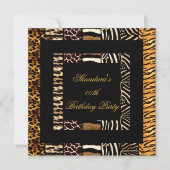 Invitation Poster de animal Mixte Gold Black fête d'anniversa (Devant)