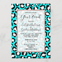 Poster de animal moderne Cyan Blue Leopard