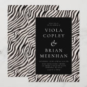 Invitation Poster de animal noir blanc Zebra Glam Mariage (Devant / Derrière)