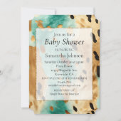 Invitation Poster de animal noir Turquoise or (Devant)