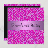 Invitation Poster de animal rose 35e Soirée d'anniversaire él (Devant / Derrière)