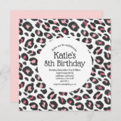Invitation poster de animal rose, léopard, guépard (Devant / Derrière)