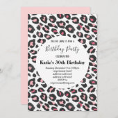 Invitation poster de animal rose, léopard, guépard (Devant / Derrière)