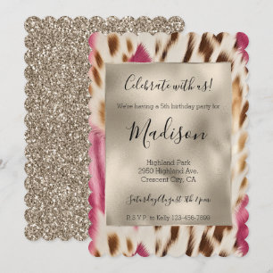 Invitation Poster de animal rose or Glitz Parties scintillant