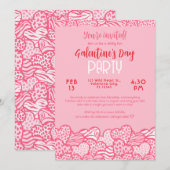 Invitation Poster de animal rose pâle Coeur Galentines (Devant / Derrière)
