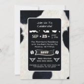 Invitation Poster de animal Vache Noir Blanc Anniversaire Inv (Dos)