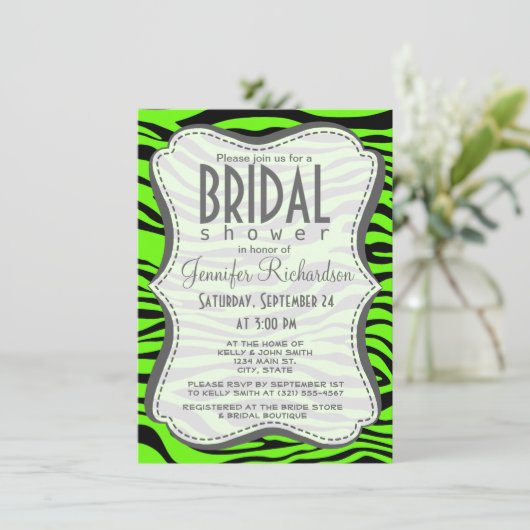 Invitation Poster de animal vert clair Zebra (Debout devant)