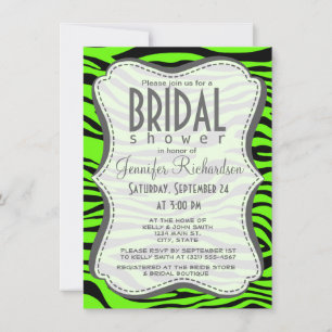 Invitation Poster de animal vert clair Zebra