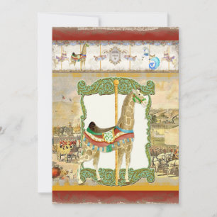 Invitation Poster de cirque vintage, Baby shower de girafe