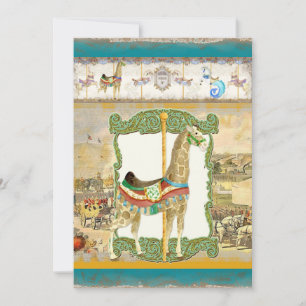 Invitation Poster de cirque vintage, Baby shower de girafe