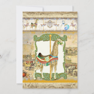 Invitation Poster de cirque vintage, Baby shower de girafe