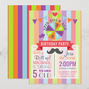 Invitation Poster de cirque vintage Fête d'anniversaire pour 
