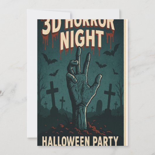 Invitation Poster de la soirée d'Halloween 3D Horror (Devant)