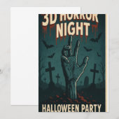 Invitation Poster de la soirée d'Halloween 3D Horror (Devant / Derrière)